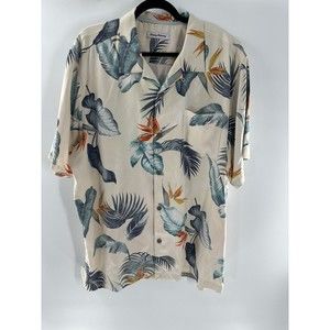 Tommy Bahama 100% Silk Hawaiian Shirt XL Tropical Button Up Short Sleeve